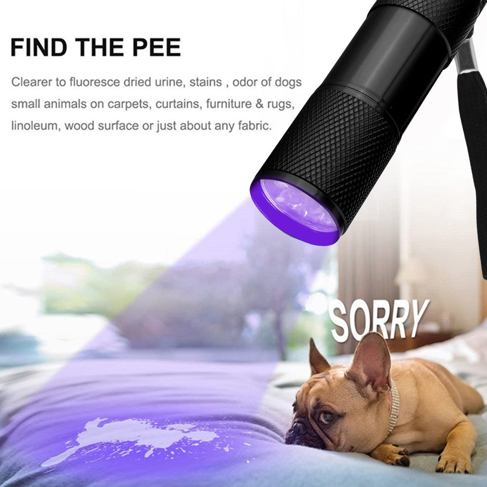 Mini uv ultra violeta 9 led lanterna tocha 4.5v luz à prova dwaterproof água lâm