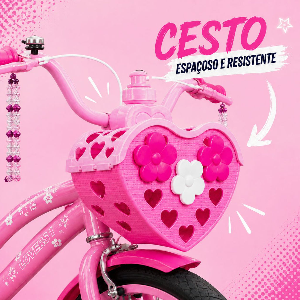 Bicicleta Infantil Rosa Menina Aro 16 Lovers 1 Led Premium