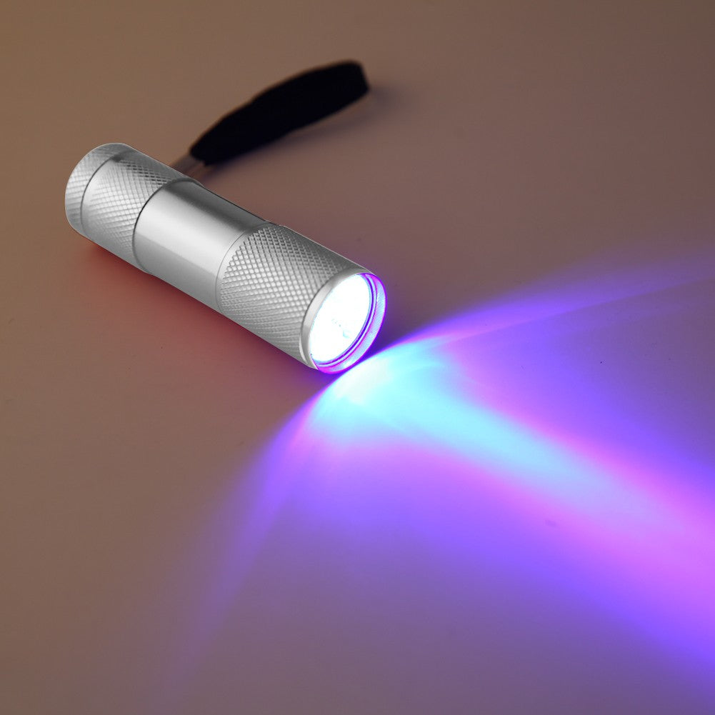 Mini uv ultra violeta 9 led lanterna tocha 4.5v luz à prova dwaterproof água lâm