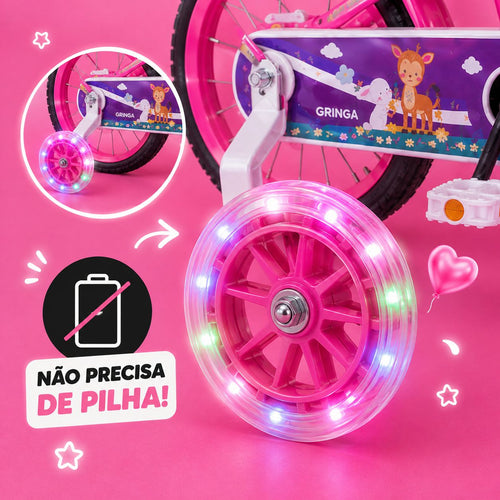 Bicicleta Infantil Rosa Menina Aro 16 Lovers 1 Led Premium